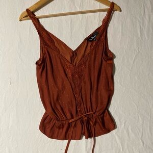 Lulu's Terracotta Lace Camisole tank satin feel